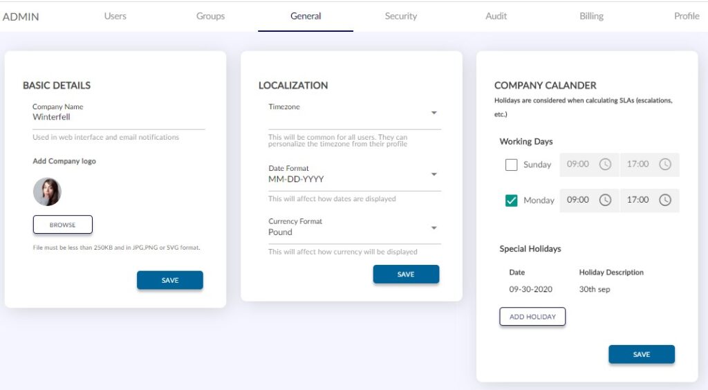 WorkHub24-General Account Settings